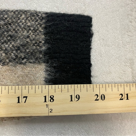 Lucky Brand Tan Plaid Buffalo Check Fuzzy Wool Blend Long Sleeve Sweater Size M - Picture 8 of 8